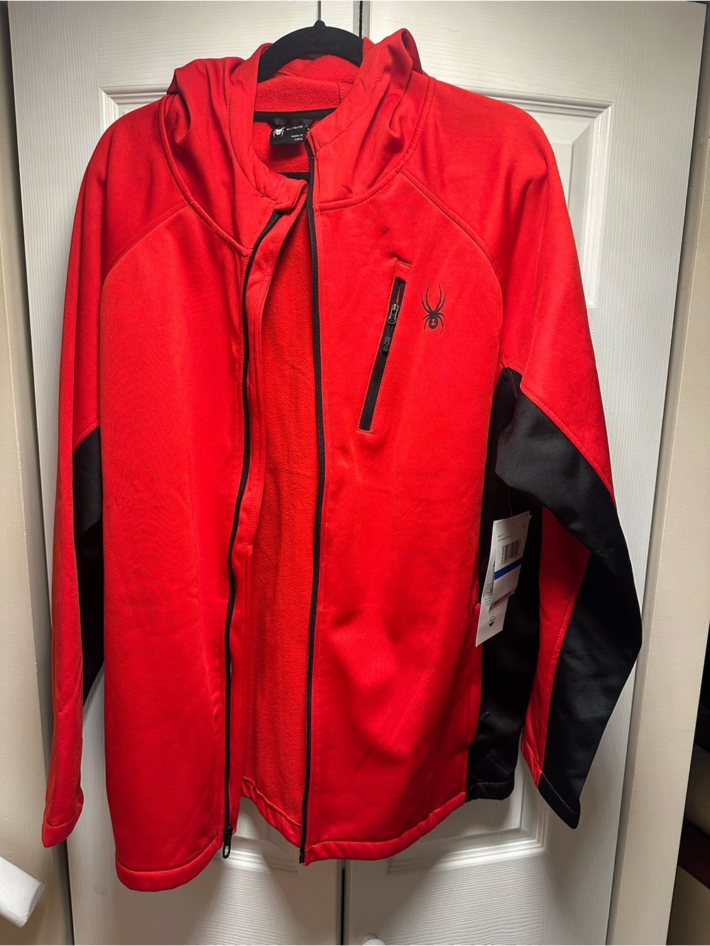 Spyder Red and Black Hooded Softshell Jacket
